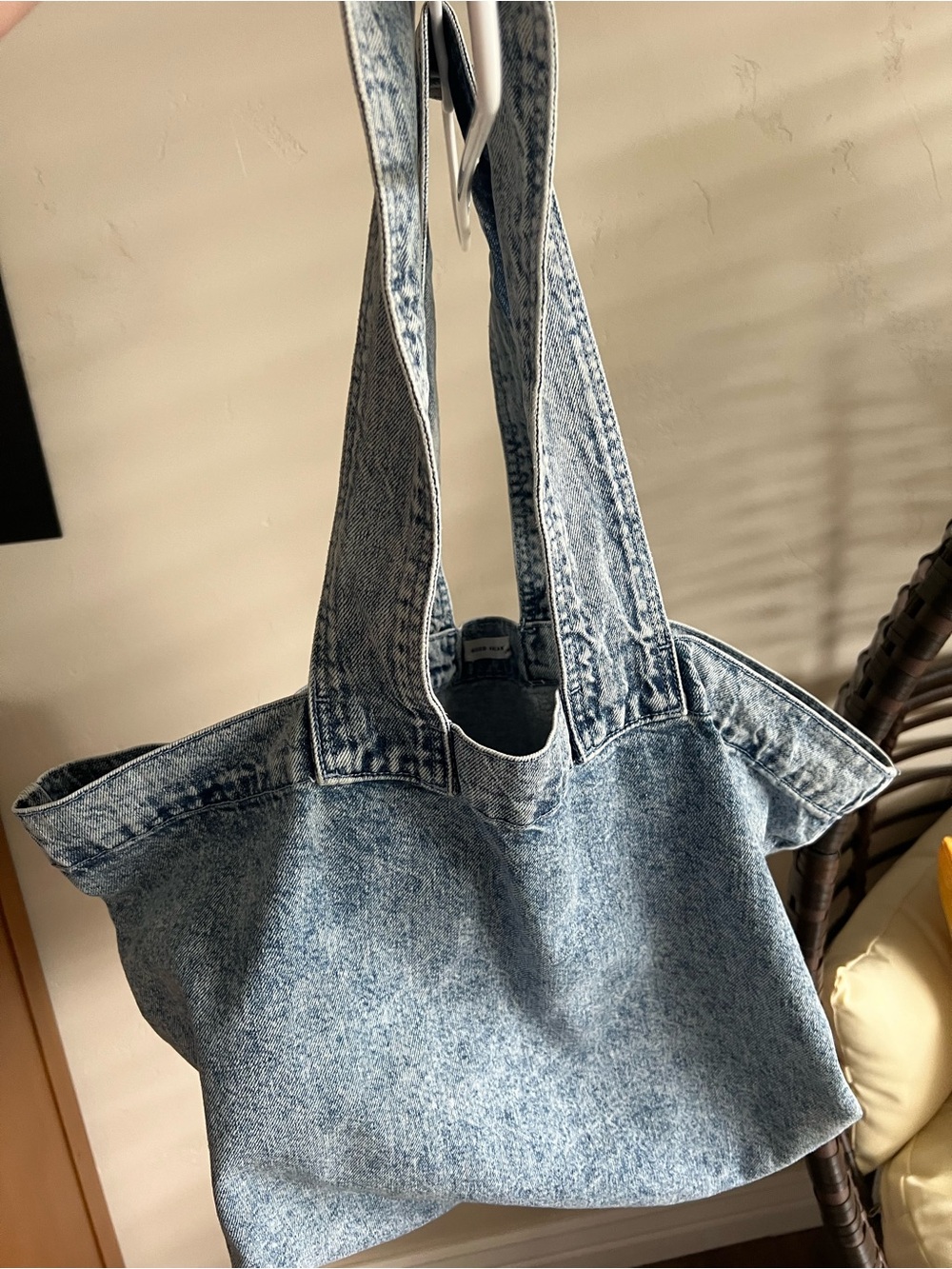 Great American Denim Tote Bag - Acid Washed Jean Shoulder Bag